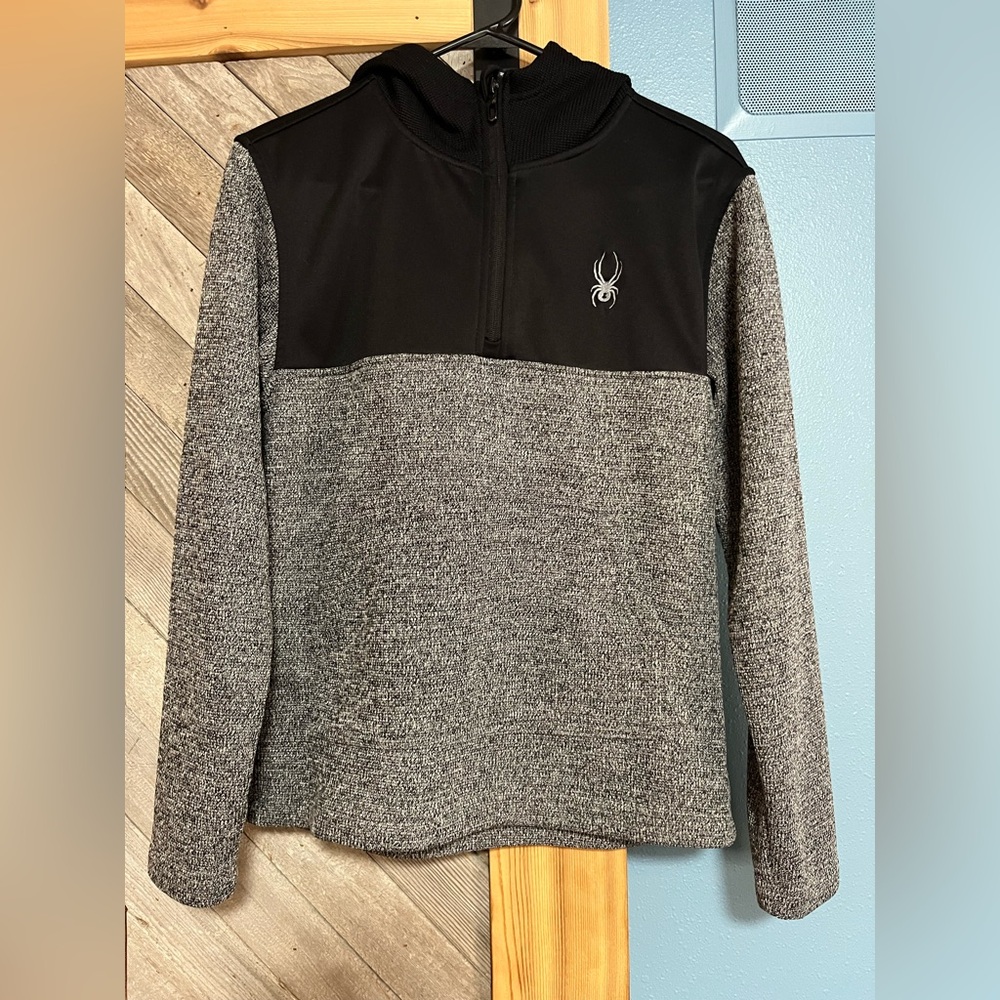 Spyder Women's Black and Gray 1/4 zip pull over Hoodie.